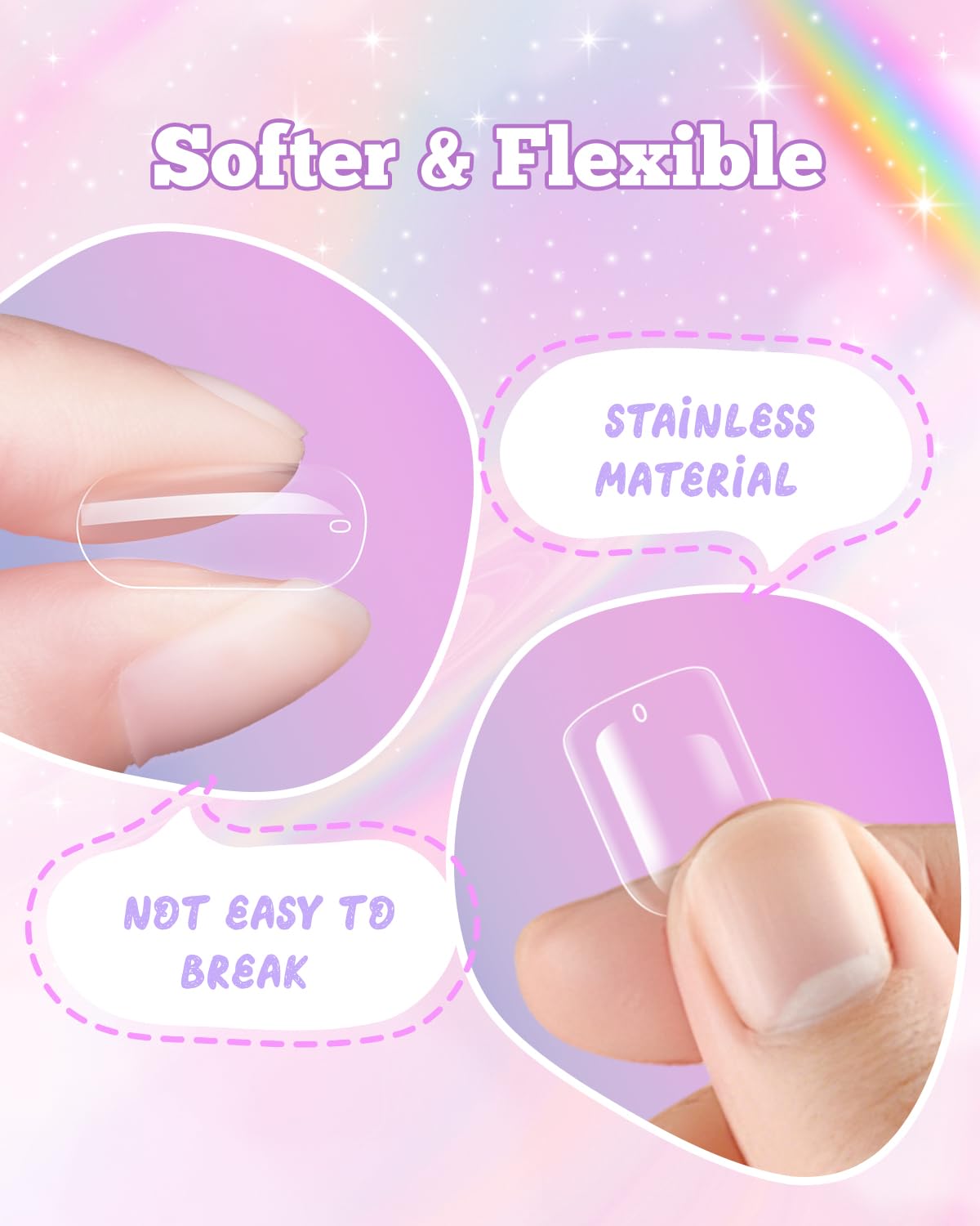krofaue kids nail tips clear finish resembling salon nails for kids