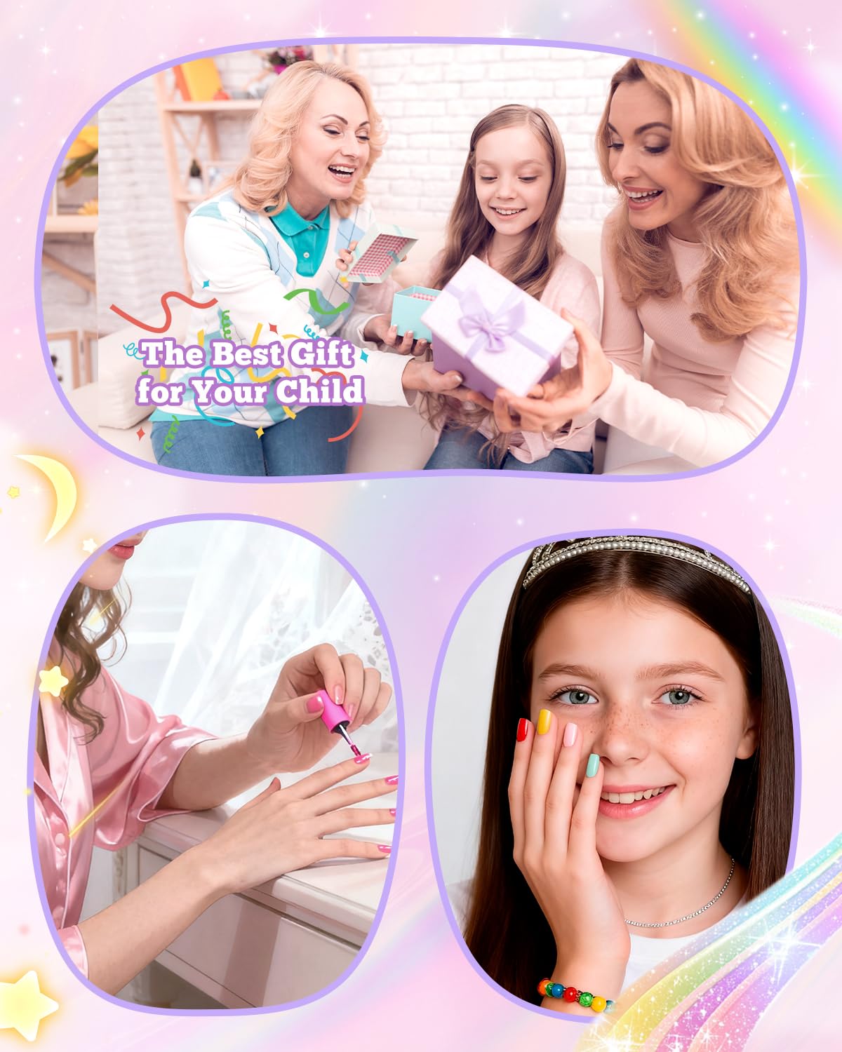 krofaue kids nail tips gift box ideal for gifting to nail-loving kids