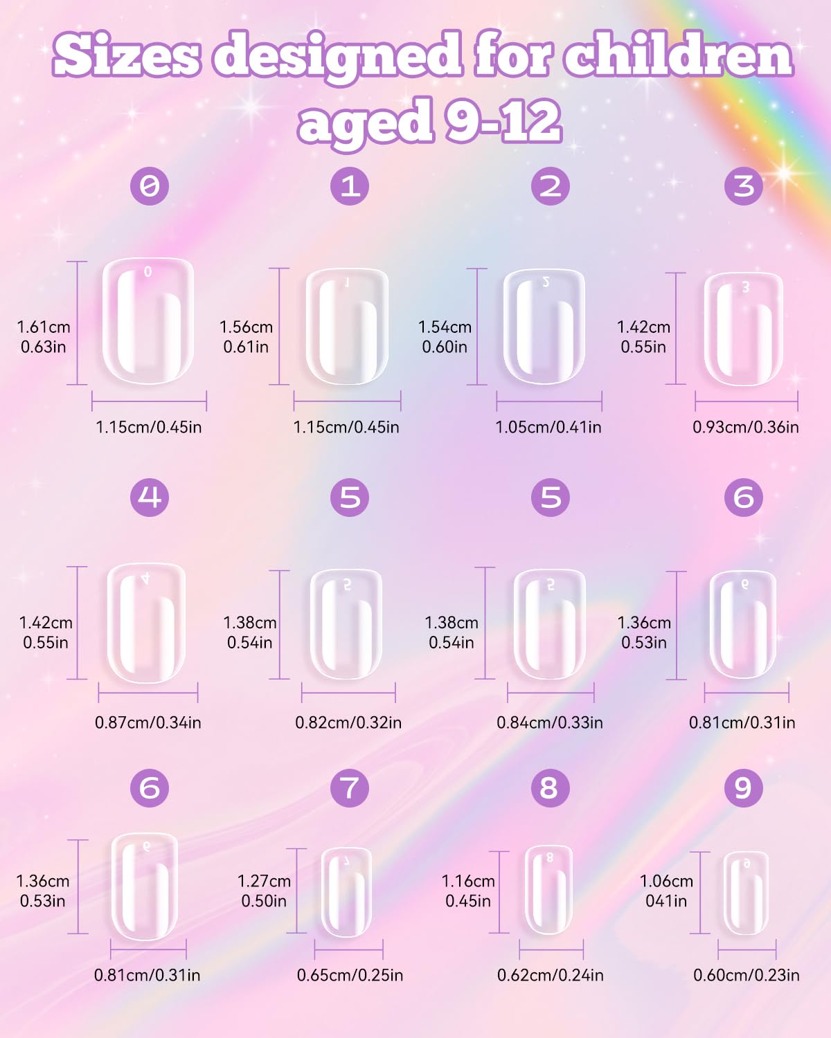 krofaue kids nail tips soft gel close-up showing gentle adhesion