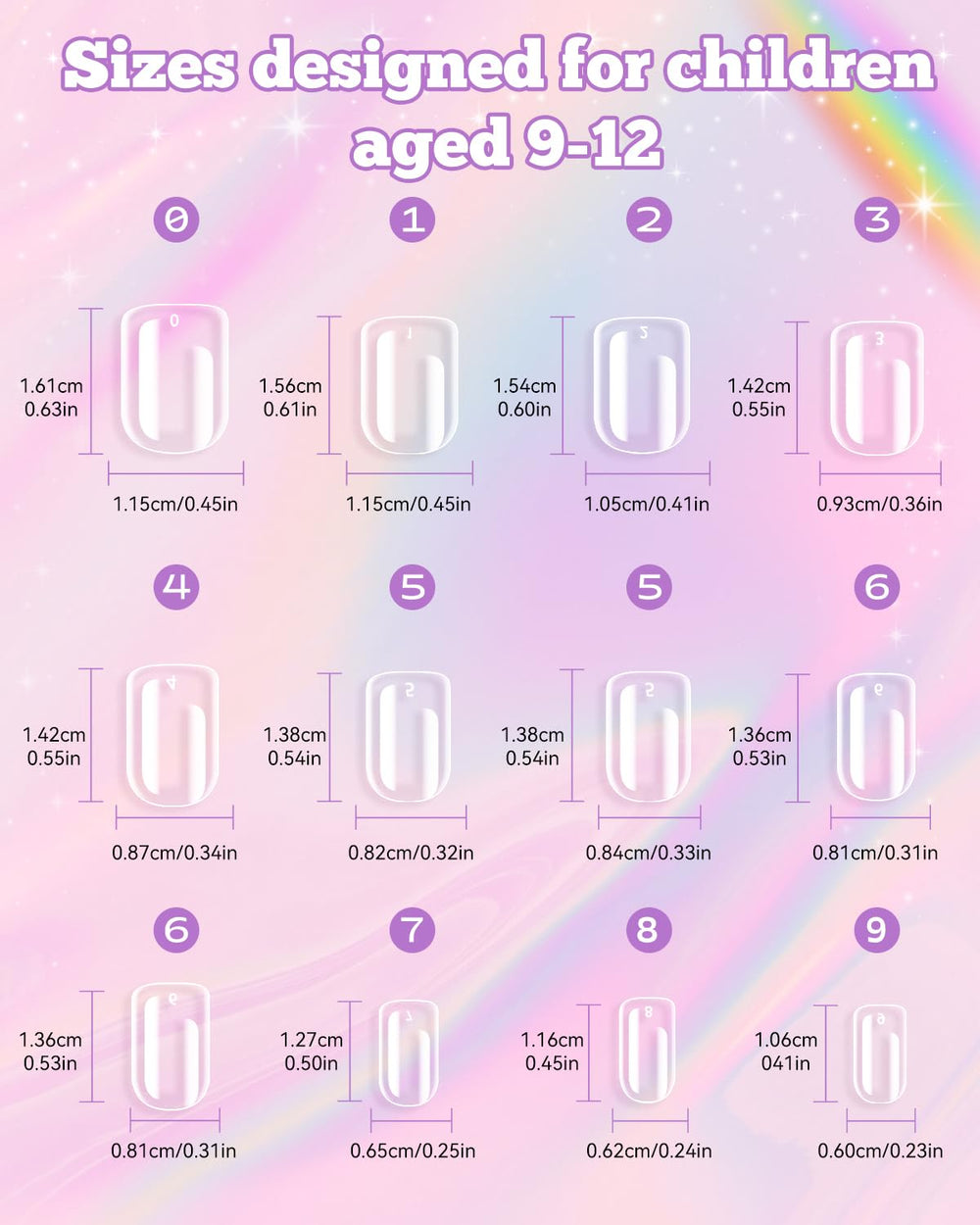 krofaue kids nail tips soft gel close-up showing gentle adhesion