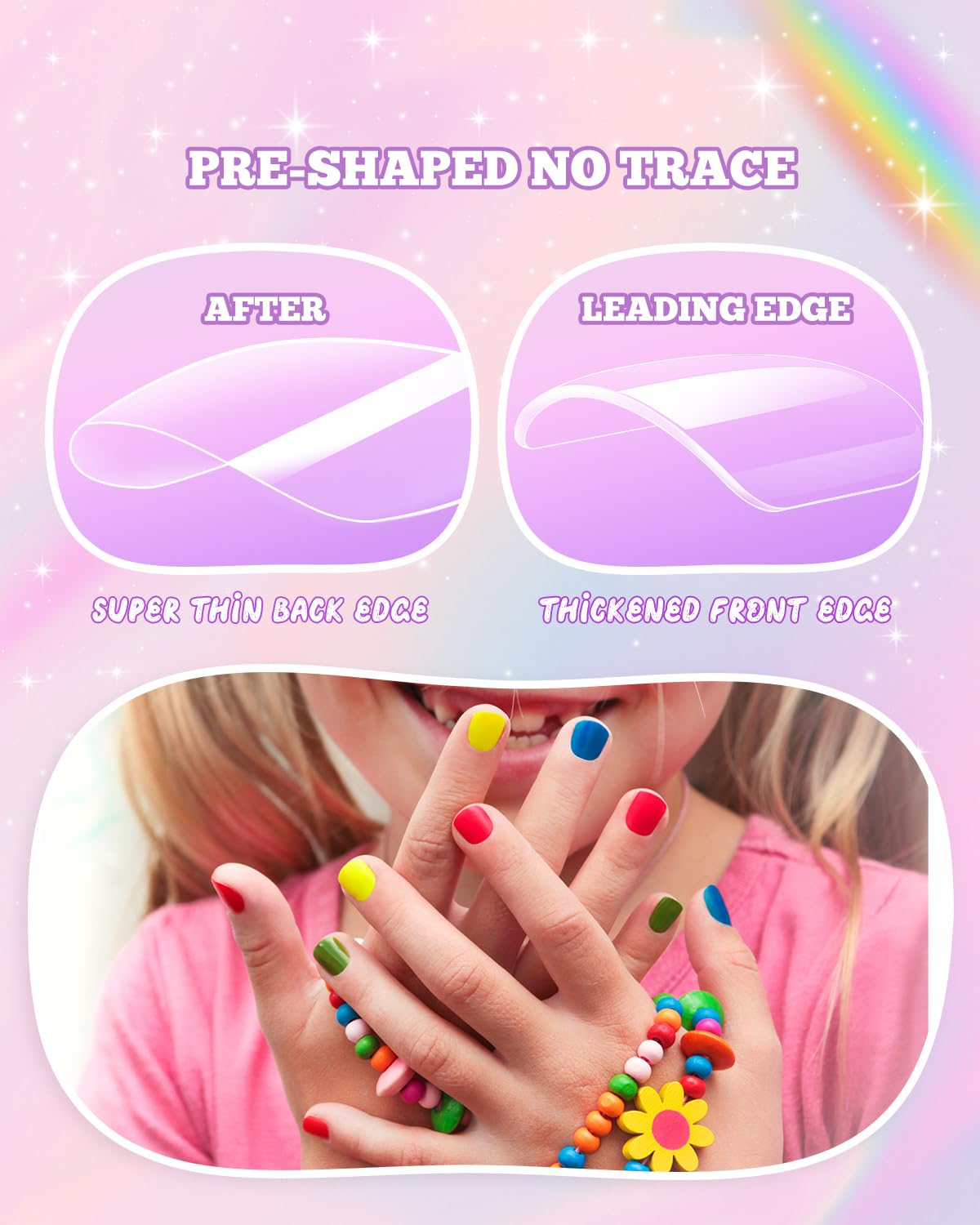 krofaue kids nail tips with stickers and polish for creative designs