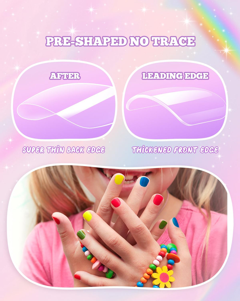 krofaue kids nail tips with stickers and polish for creative designs