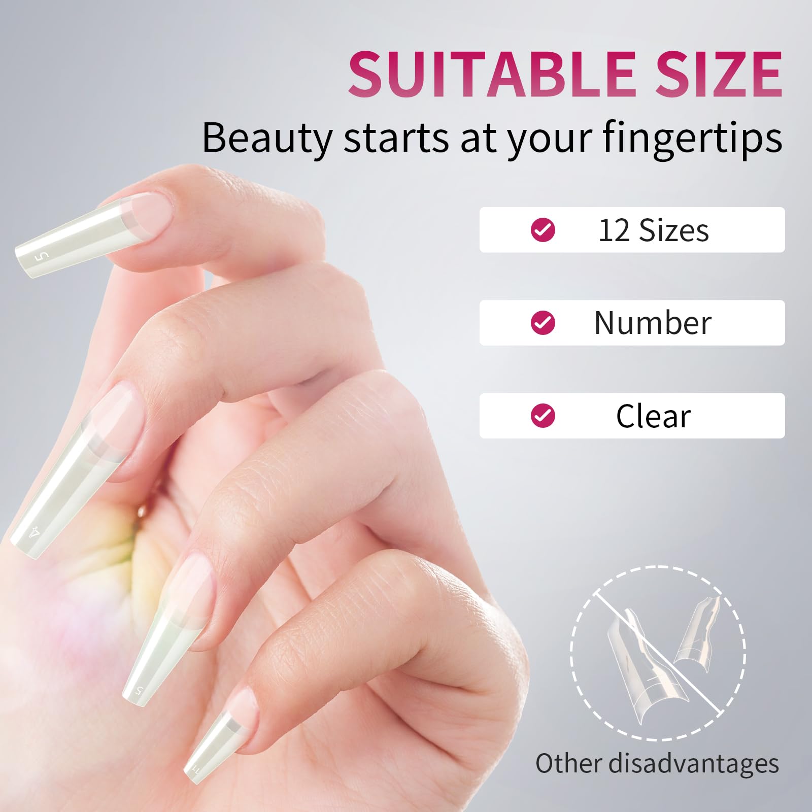 Krofaue coffin tips can be worn long or trimmed short.