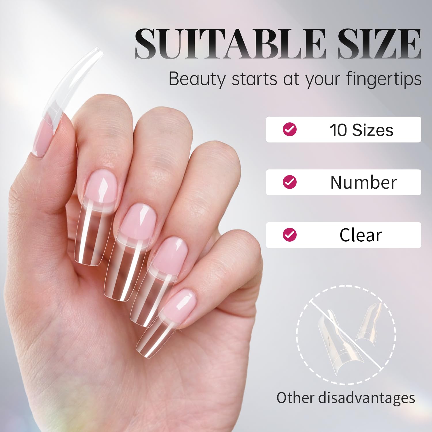 Krofaue long or short nail tips offer versatile styling options.
