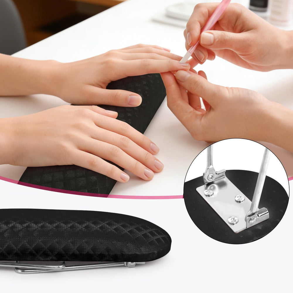 Krofaue Nail Arm Rest easy-clean PU leather surface resists stains and dust.