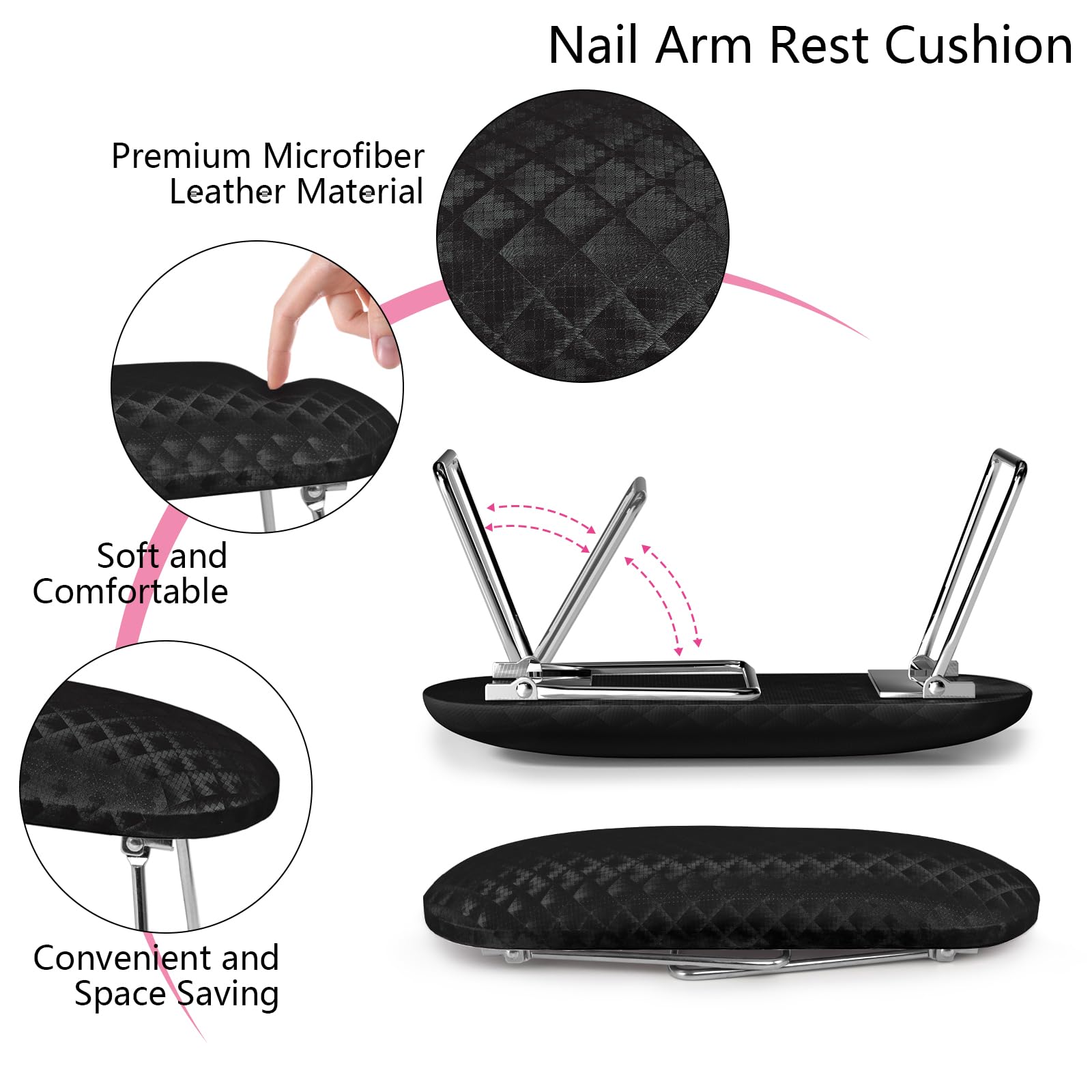 Krofaue Nail Arm Rest PU leather surface is easy to wipe clean after use.