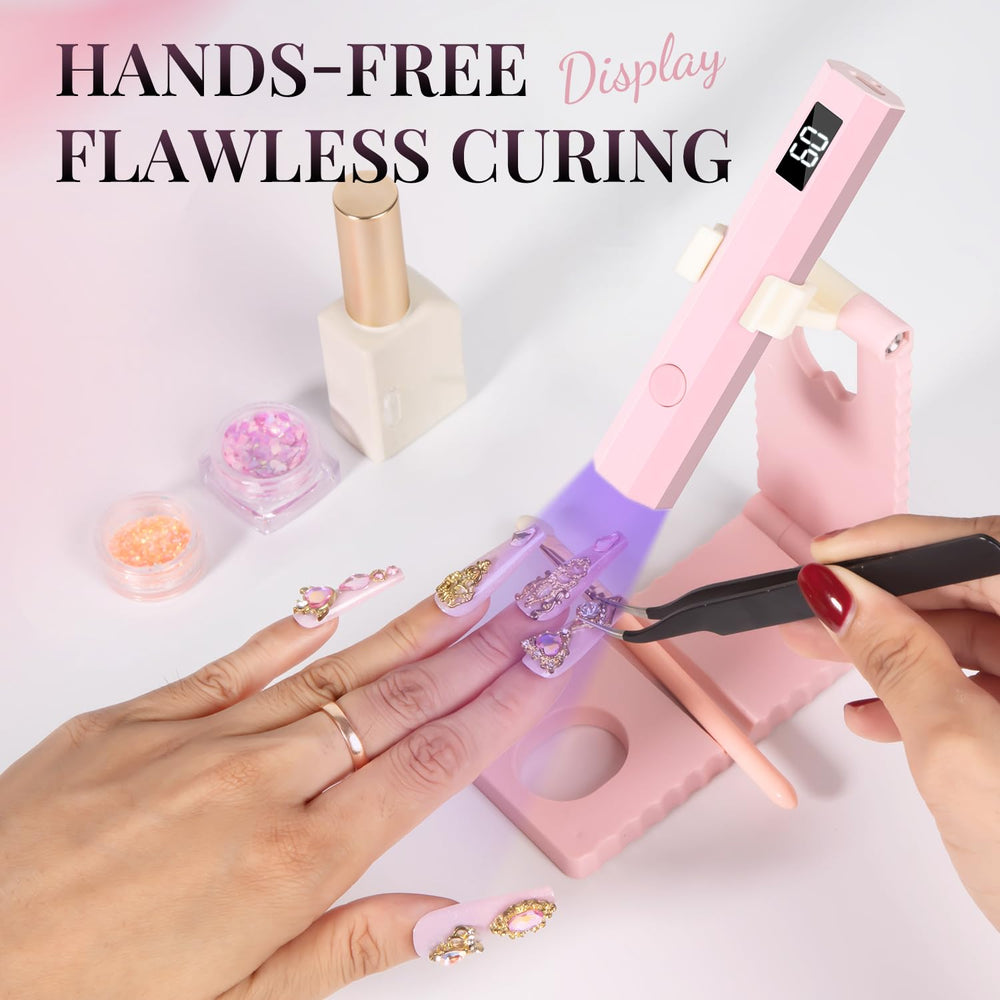 krofaue portable UV nail lamp highlights cordless design for quick on-the-go manicures.