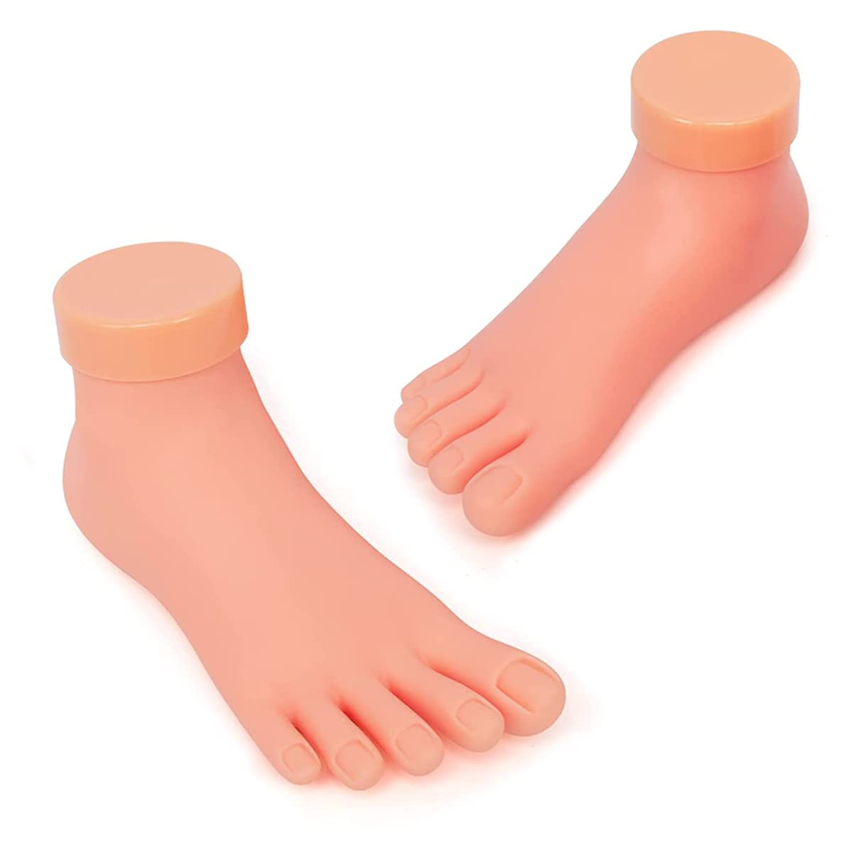 krofaue Practice Foot Model left: flexible toe for realistic nail art practice.