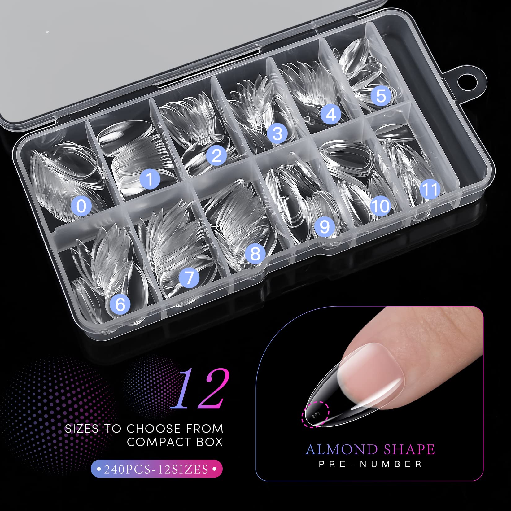 Krofaue press on nails storage box keeps tips organized for quick use