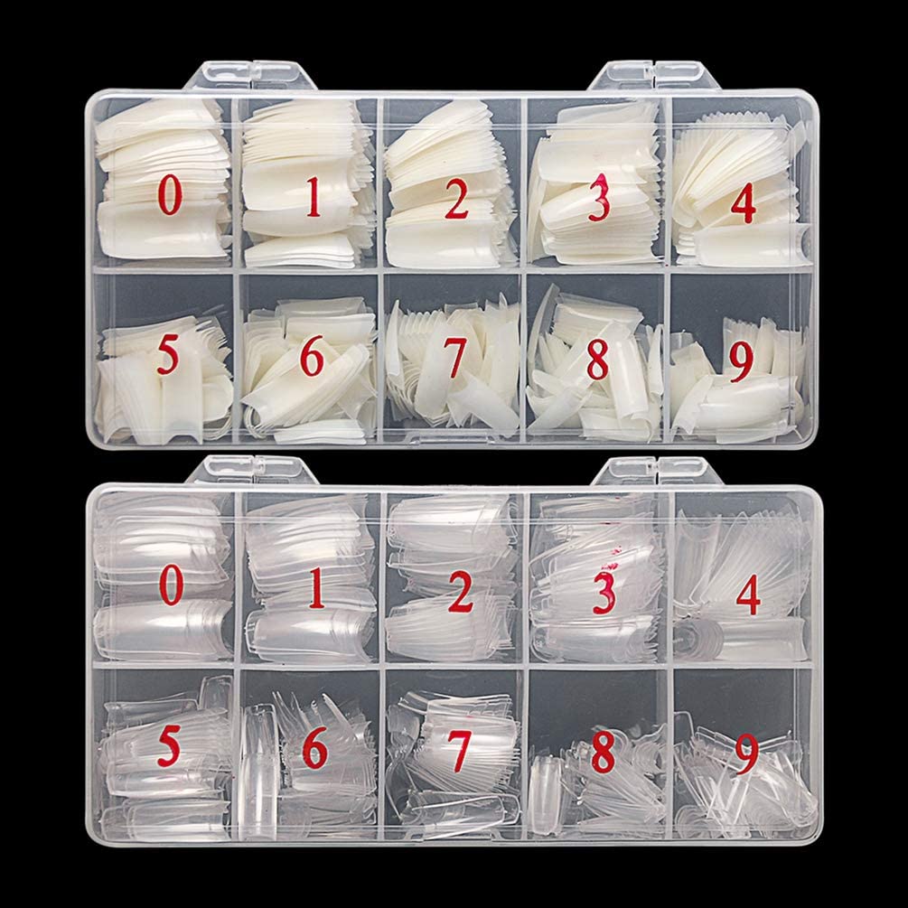 Krofaue Puntas de uñas francesas, set de 1000 piezas para manicura precisa.