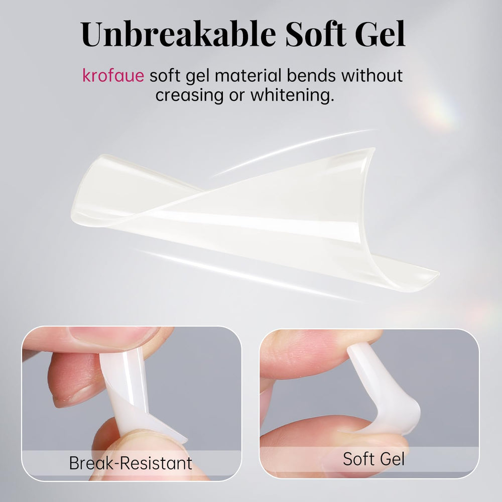 Krofaue soft gel acrylic tips are lightweight yet sturdy.