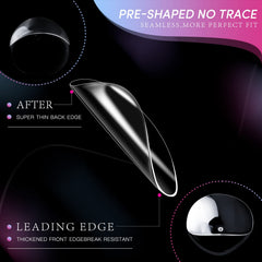 Krofaue soft gel almond tips closeup highlights durable, bend resistant false nails