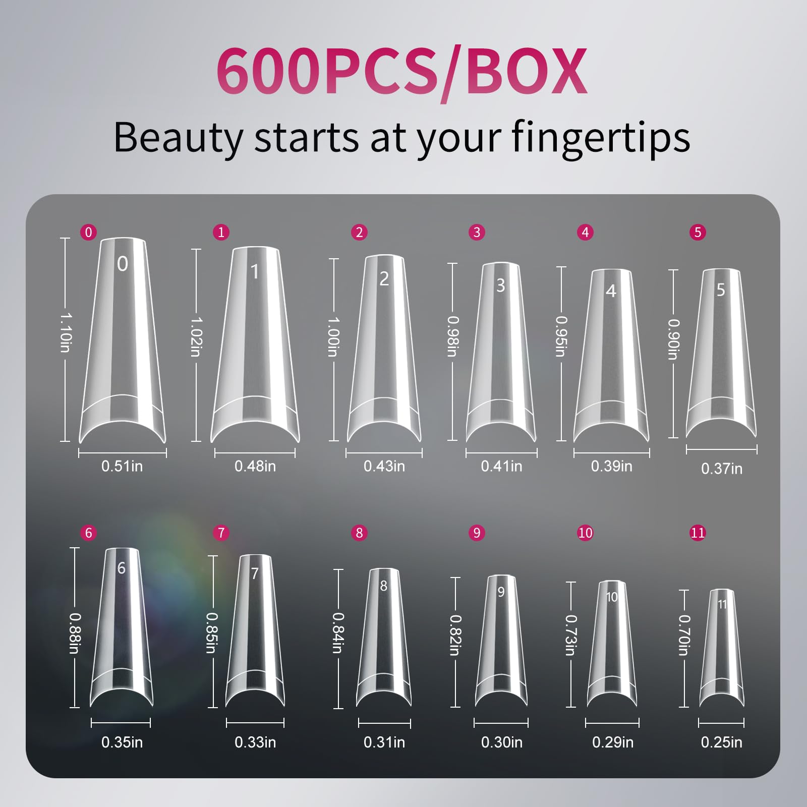 Krofaue twelve sizes durable nail tips designed to fit most fingers with ease