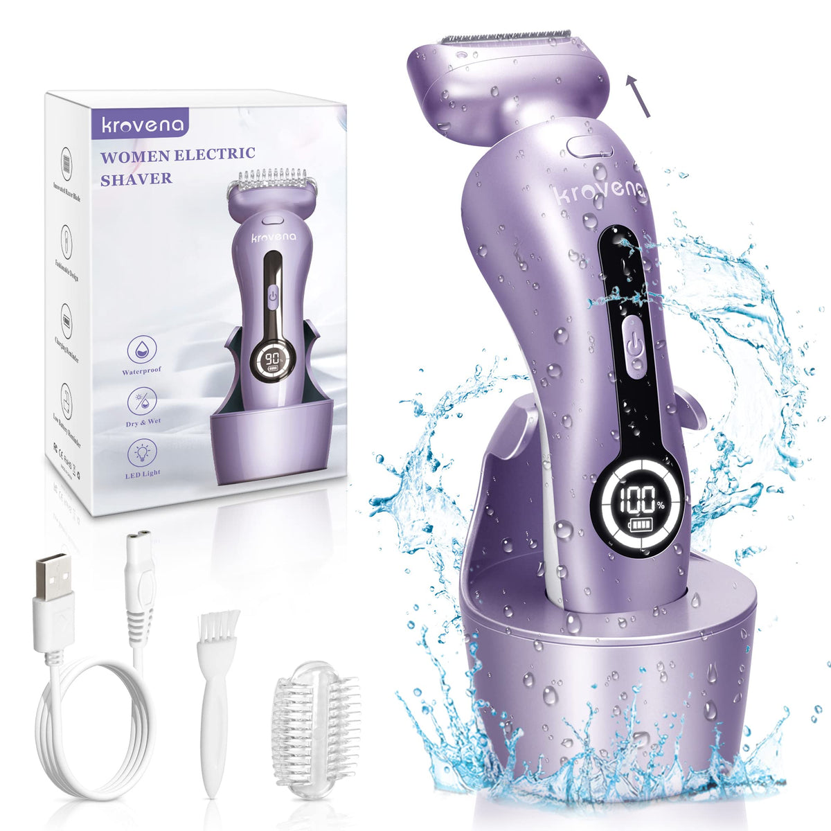Krovena electric shaver with detachable head for easy cleaning