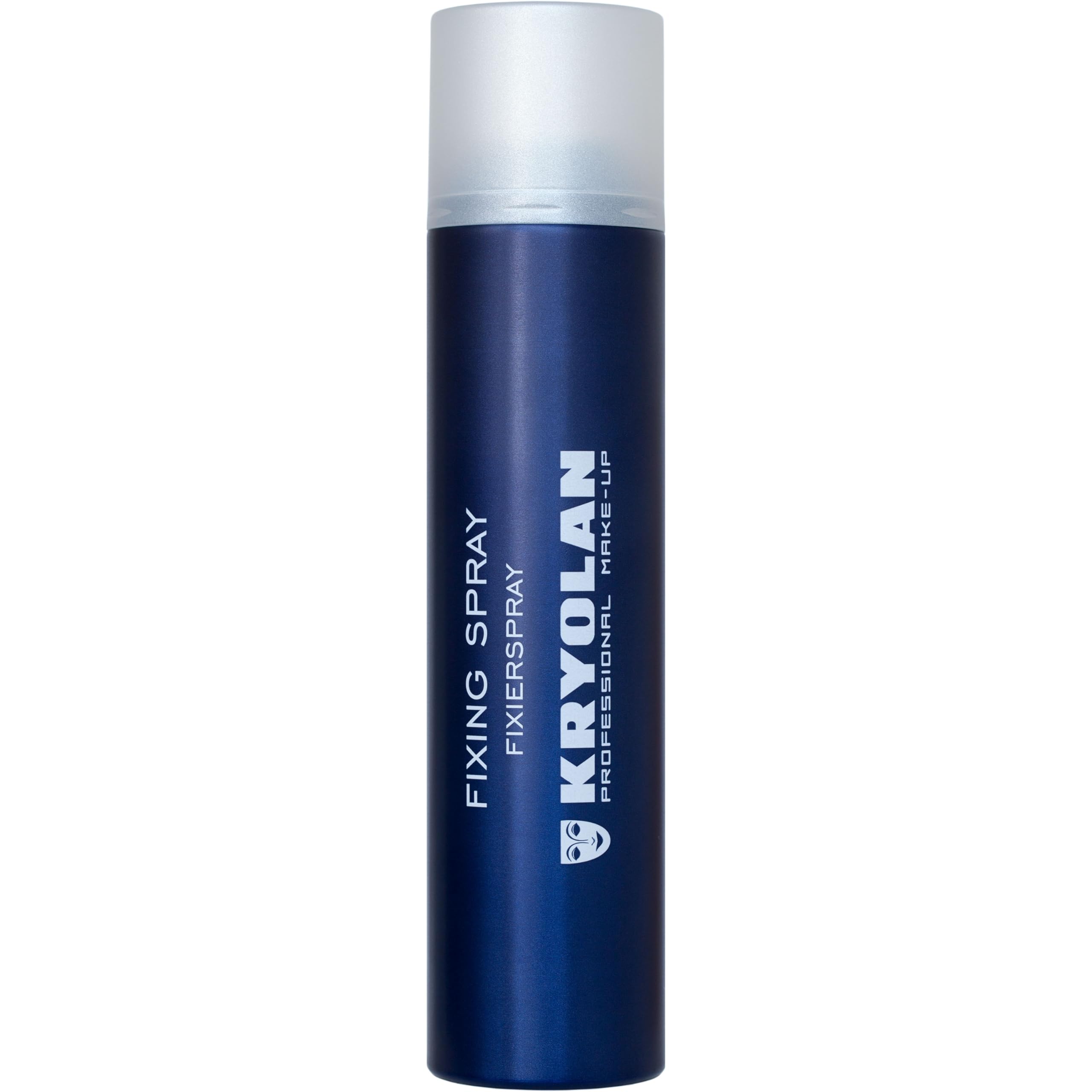 Kryolan Aerosol Fixing Spray bottle front view for long-lasting makeup hold.
