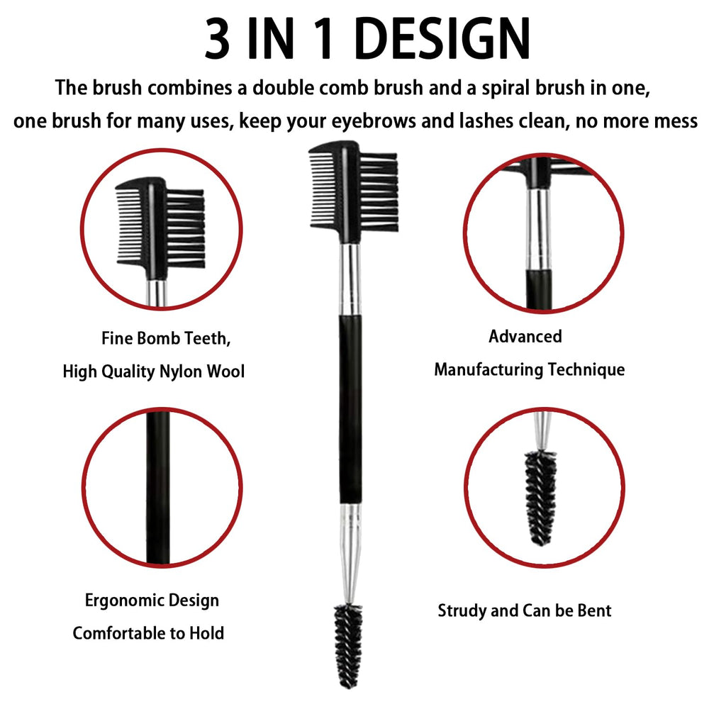 Ksvsonrvi double-headed brow tool with spoolie and comb for shaping.