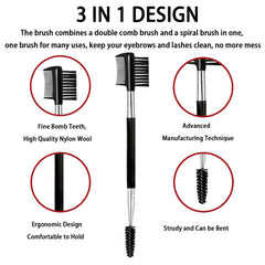 Ksvsonrvi double-headed brow tool with spoolie and comb for shaping.