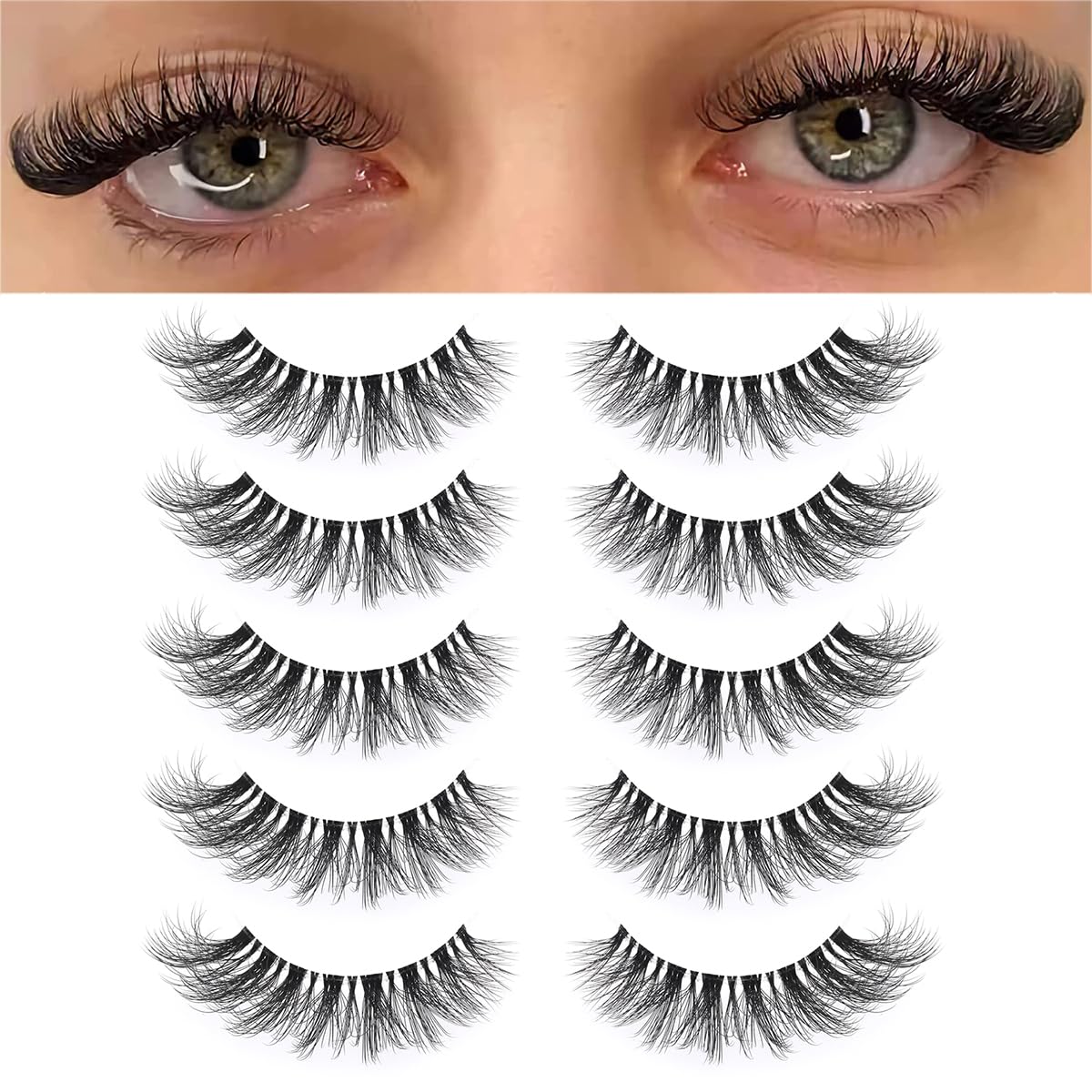 KSYOO false eyelashes Cat Eye Wispy with dramatic flutter for everyday glam