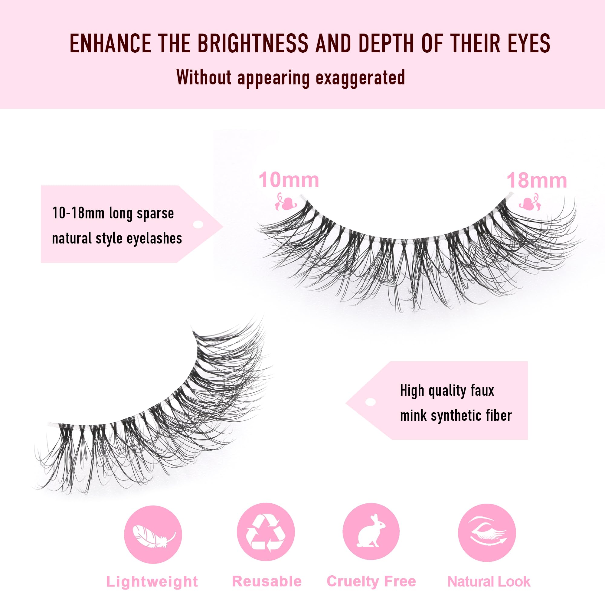 KSYOO handcrafted natural false eyelashes with detailed flutter for a refined look.