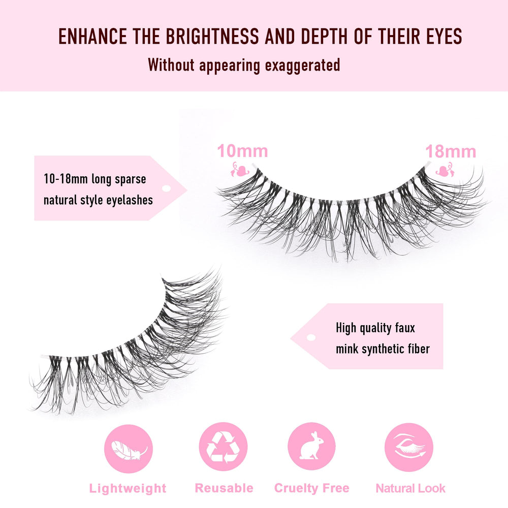 KSYOO handcrafted natural false eyelashes with detailed flutter for a refined look.