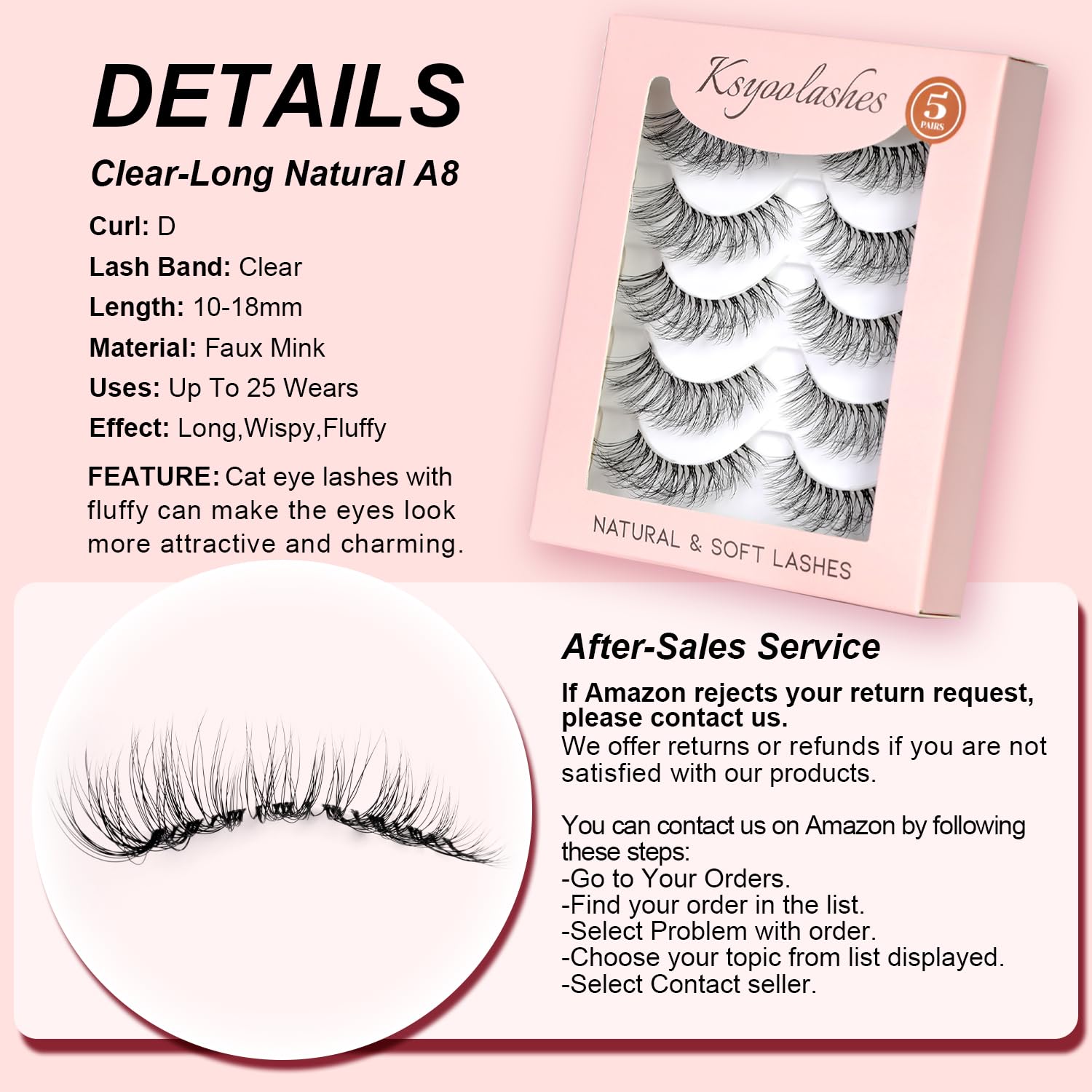 KSYOO lightweight clear-band lashes designed for comfortable all-day wear.