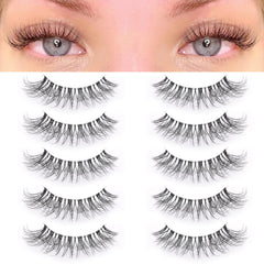 KSYOO long natural lashes with clear band in cat-eye D curl for seamless blend.