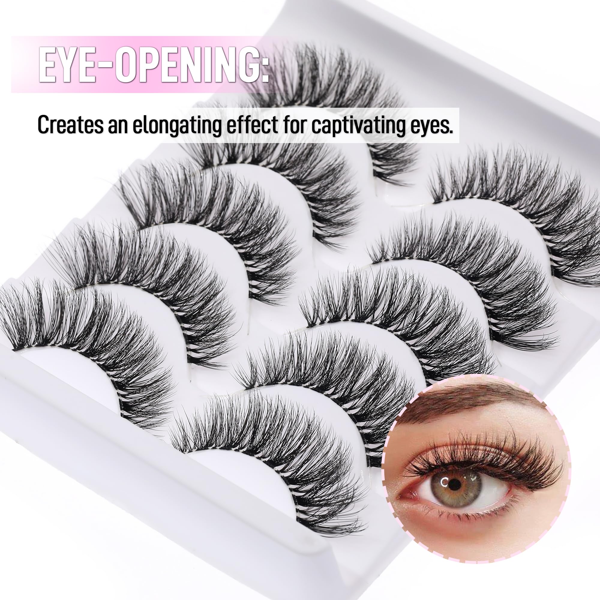KSYOO natural-look hybrid lashes blend with your lashes for subtle enhancement
