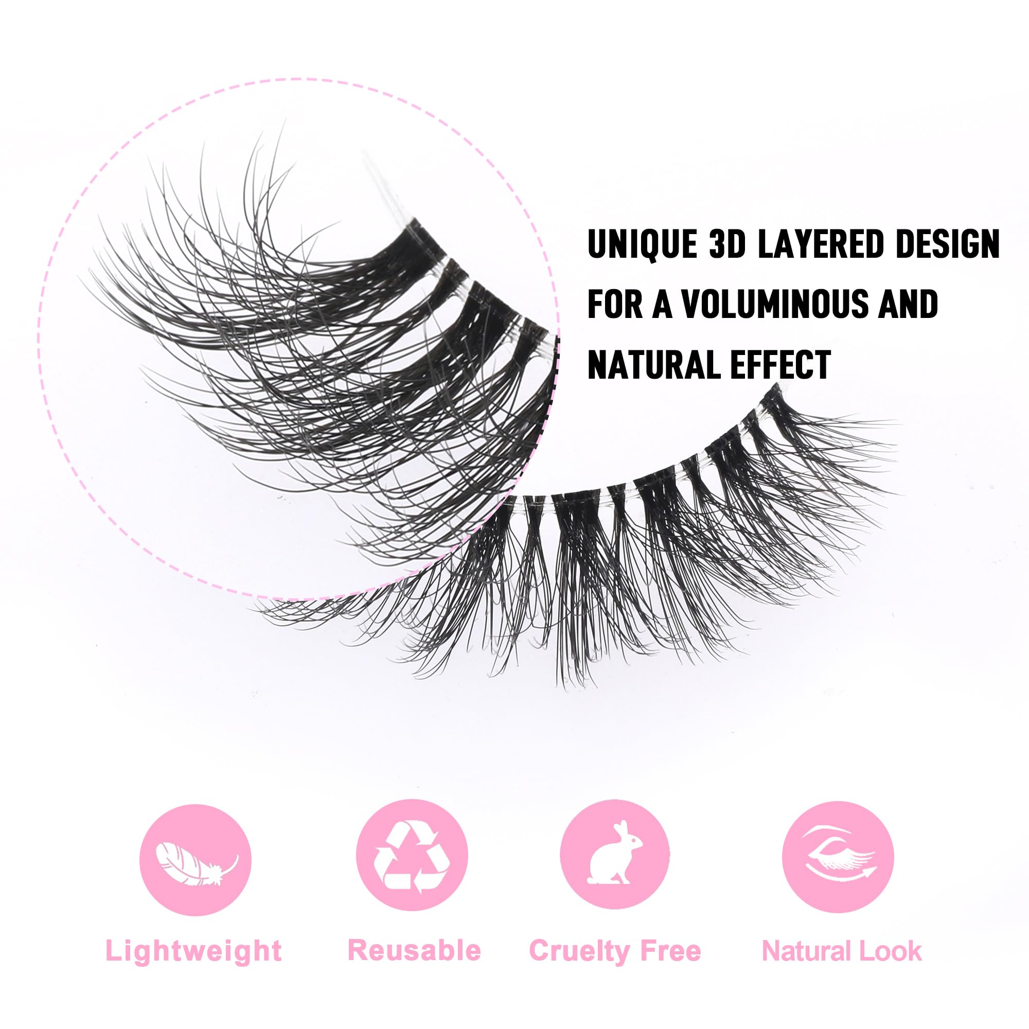 KSYOO wispy 3D faux mink lashes offering soft volume and easy application