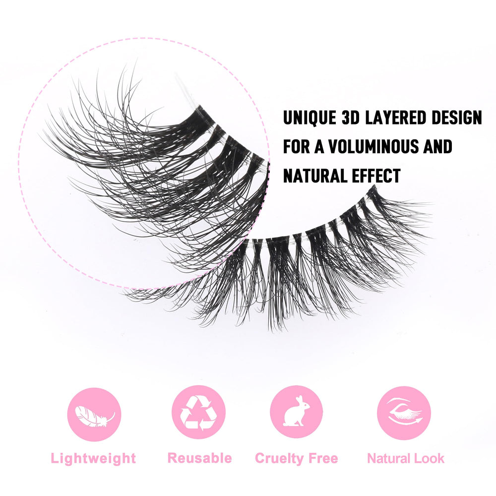 KSYOO wispy 3D faux mink lashes offering soft volume and easy application