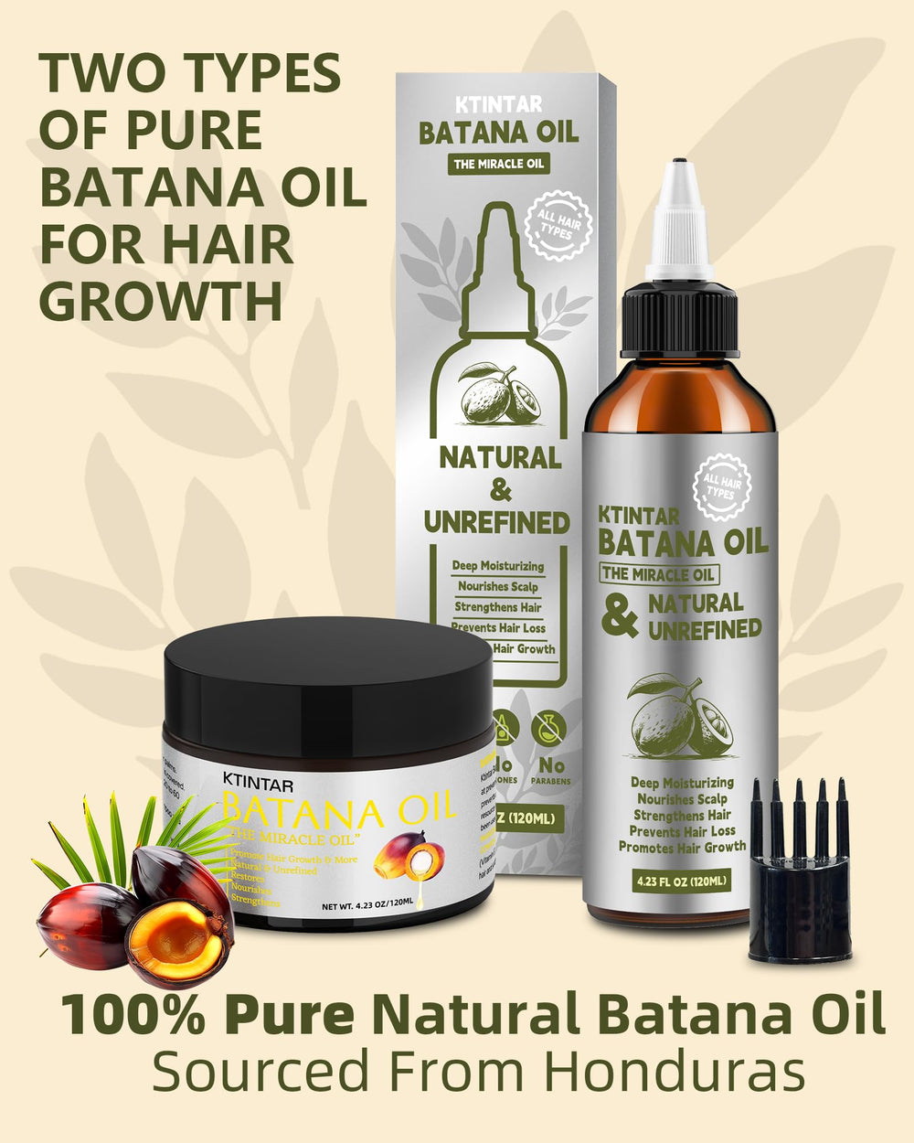 Ktintar Batana rutina nocturna para cabello reparador sin calor.