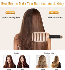 KTKUDY boar bristle detangler distributes natural oils for healthier hair