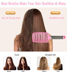 KTKUDY boar bristles evenly distribute scalp oils for natural shine.
