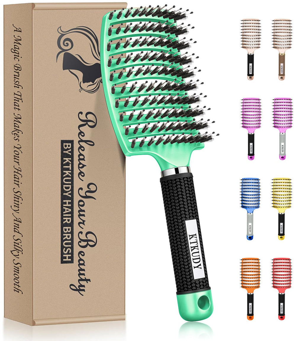KTKUDY detangling brush boar bristles smoothing hair