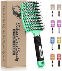 KTKUDY detangling brush boar bristles smoothing hair