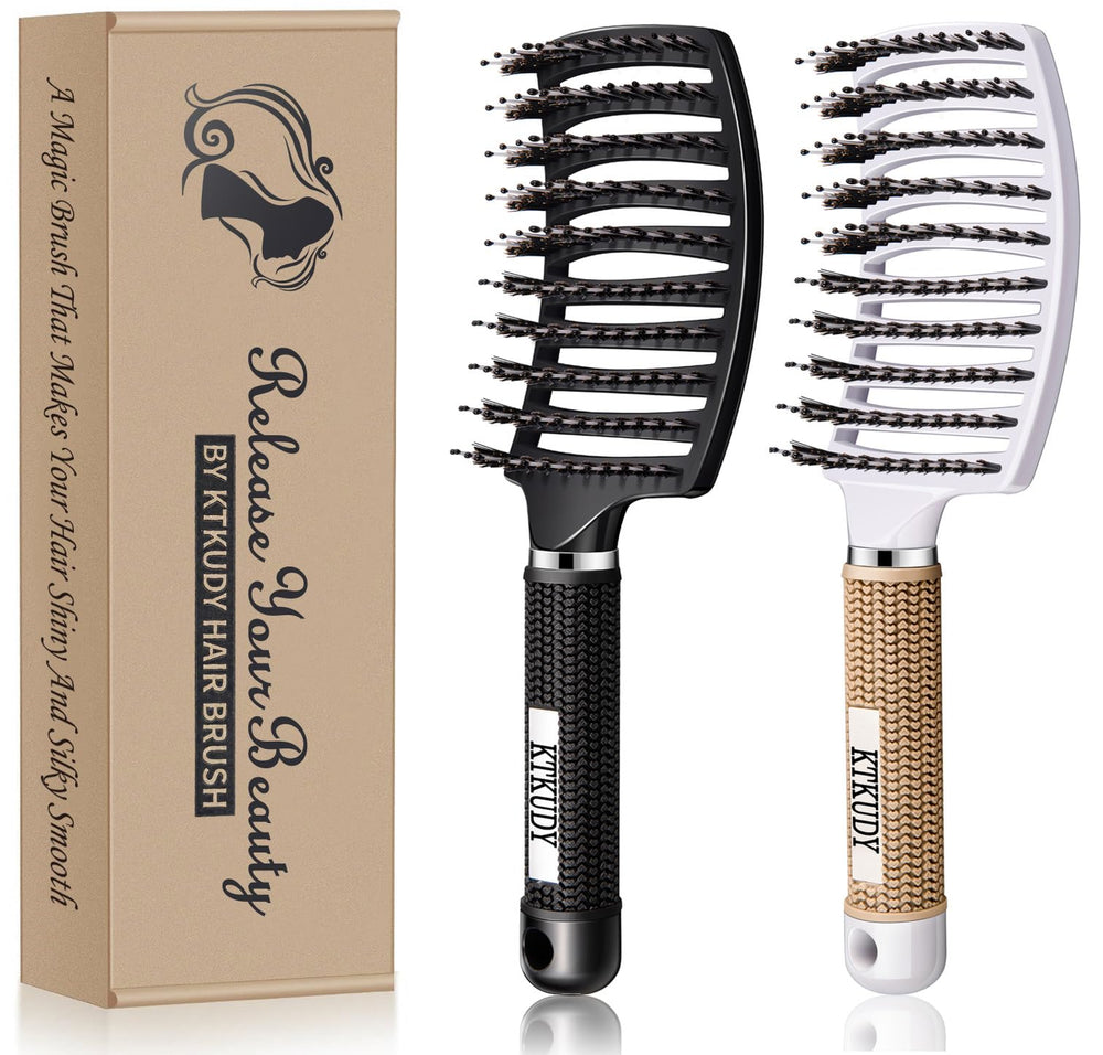 KTKUDY detangling brush with curved vented design eases wet detangling