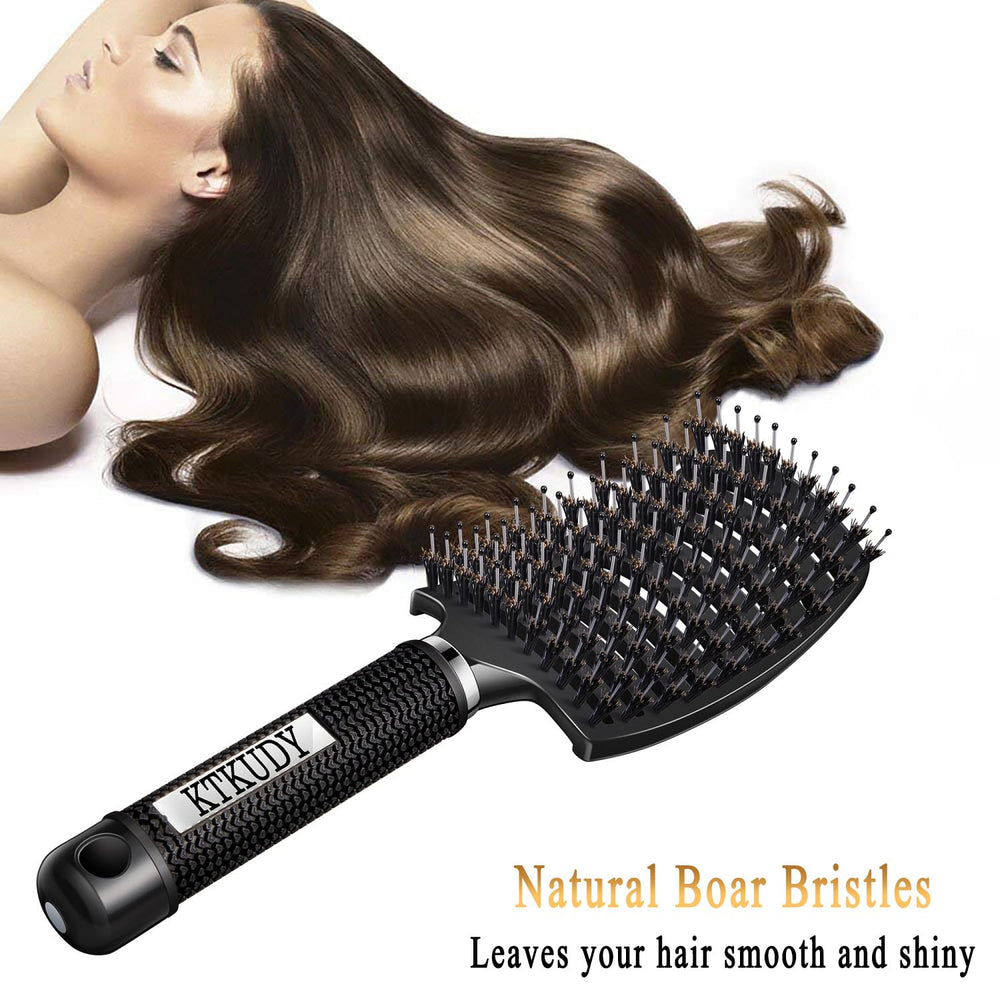KTKUDY detangling brush works on wet or dry hair for versatile styling
