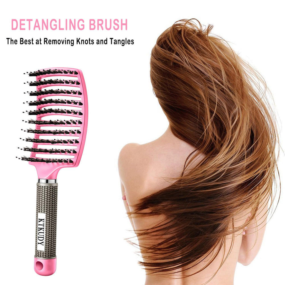 KTKUDY detangling brush works on wet or dry hair for versatile styling.