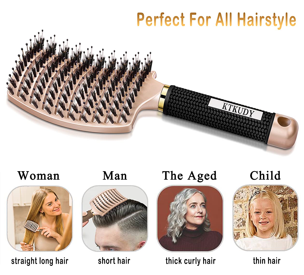 KTKUDY detangler brush spreads natural oils to create natural shine