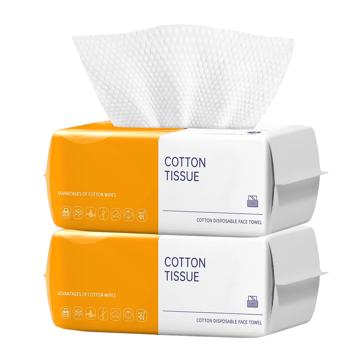 KUKEO dos-pack toallas faciales desechables: higiene diaria suave y conveniente.