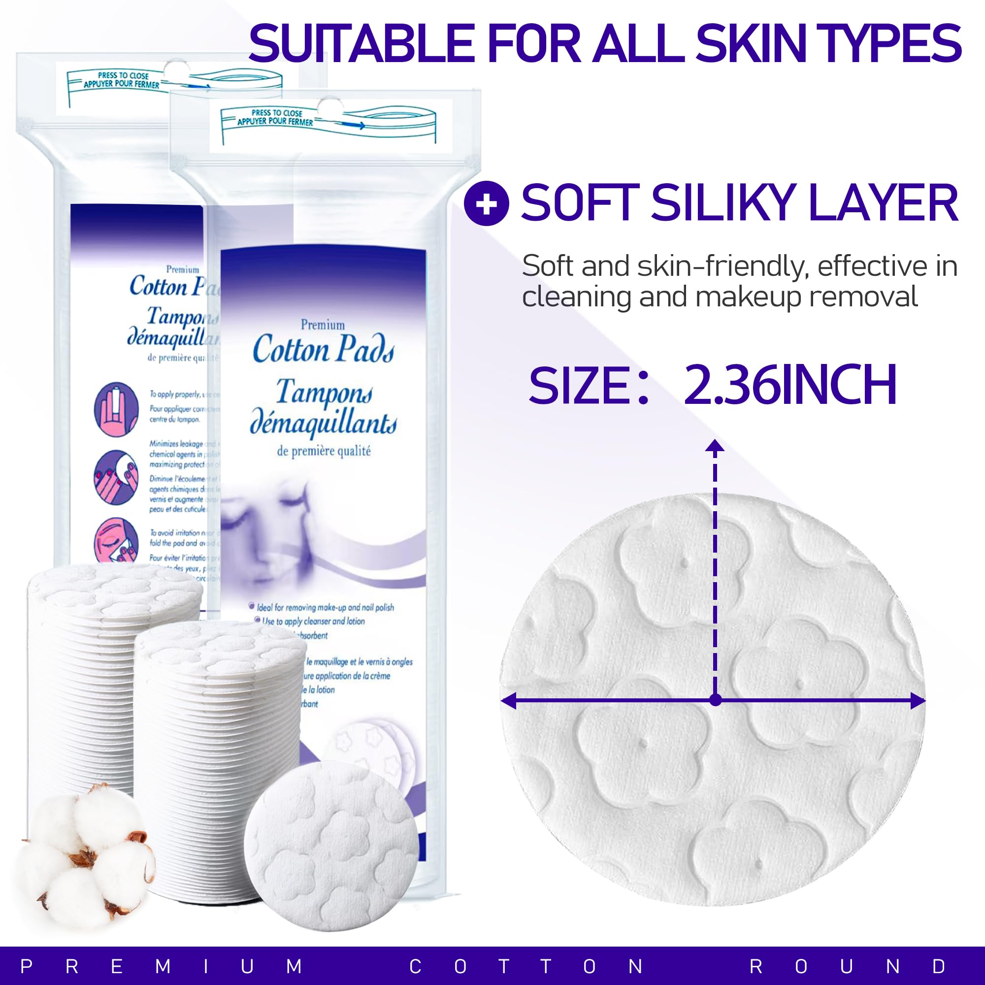KUKEO Organic cotton rounds with multi-layer design for gentle makeup removal