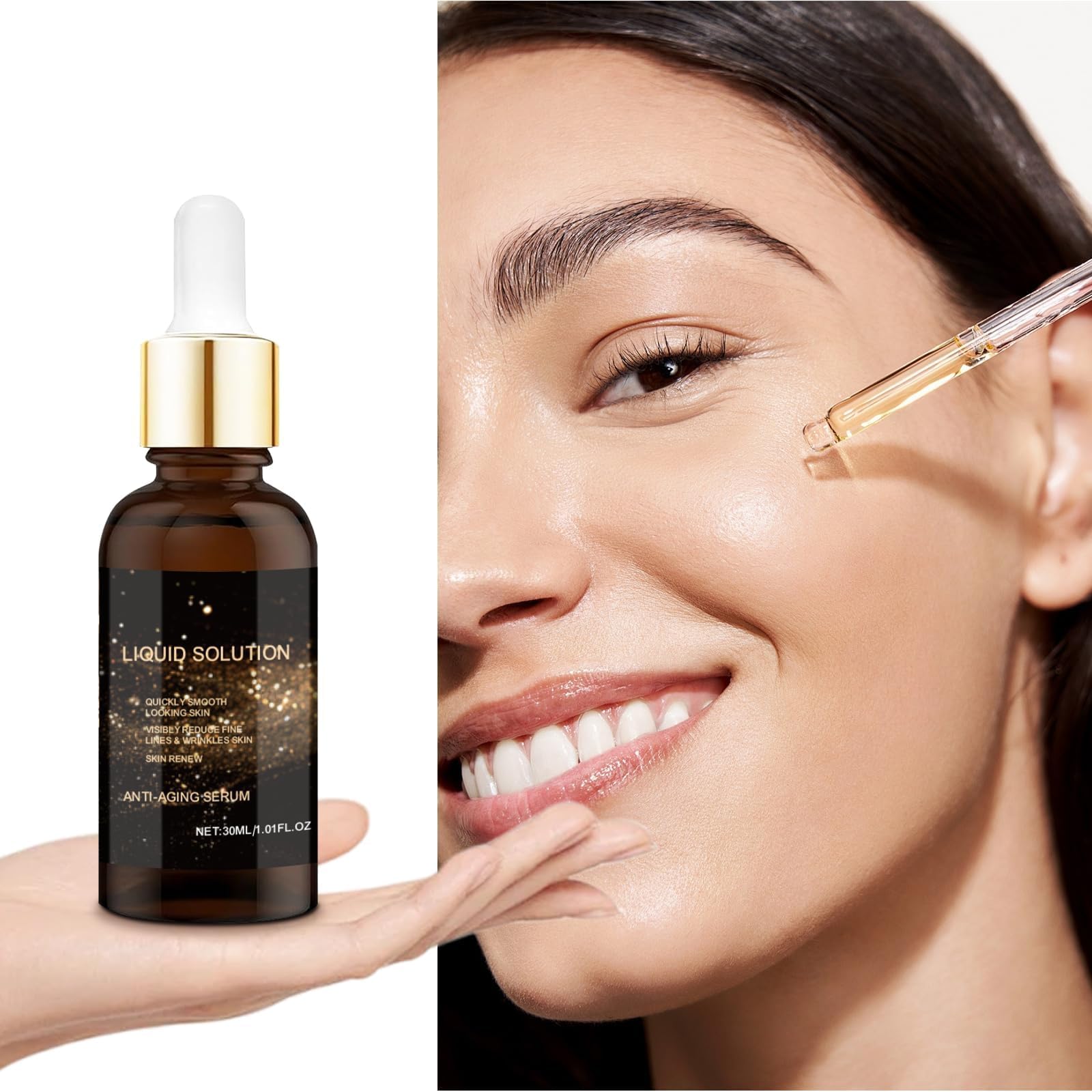 Aplicación de dos gotas de KUKSY Olavita Serum para hidratación profunda.