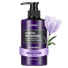 KUNDAL miel macadamia: acondicionador musgo blanco y fragancia suave para cabello.