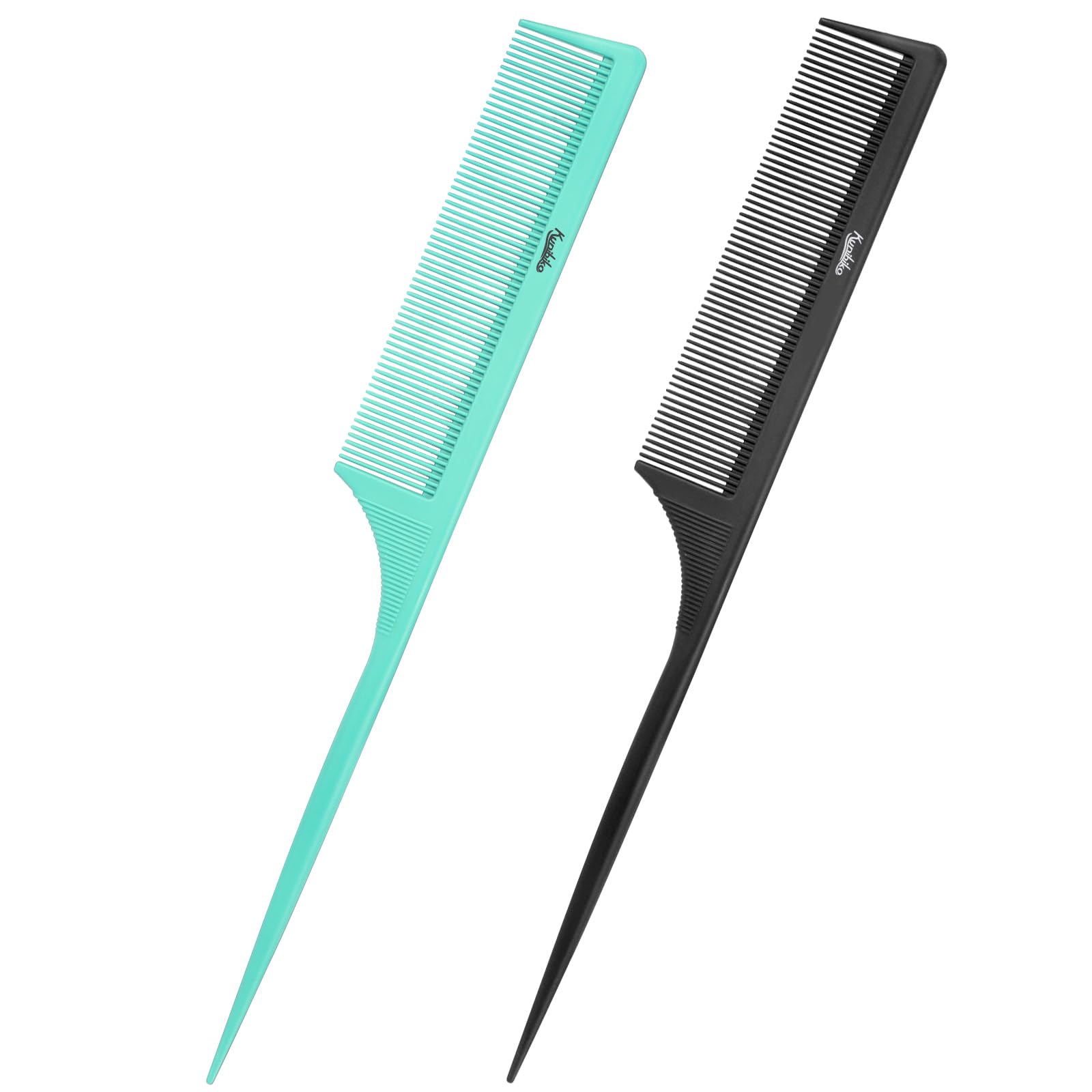 Kunihiko rat-tail comb green fine-tooth for precise parting and smooth glide.