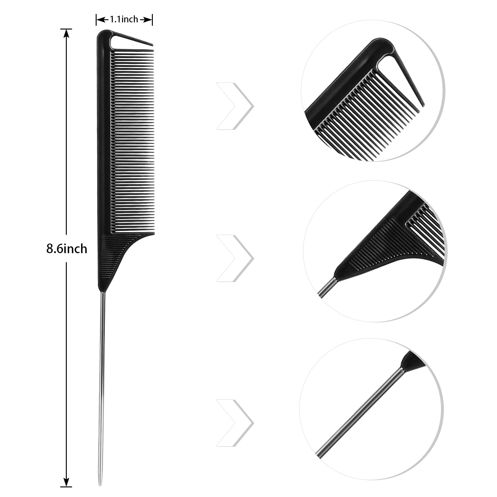 Kunihiko rat tail back-combing comb aids smooth volume and shaping
