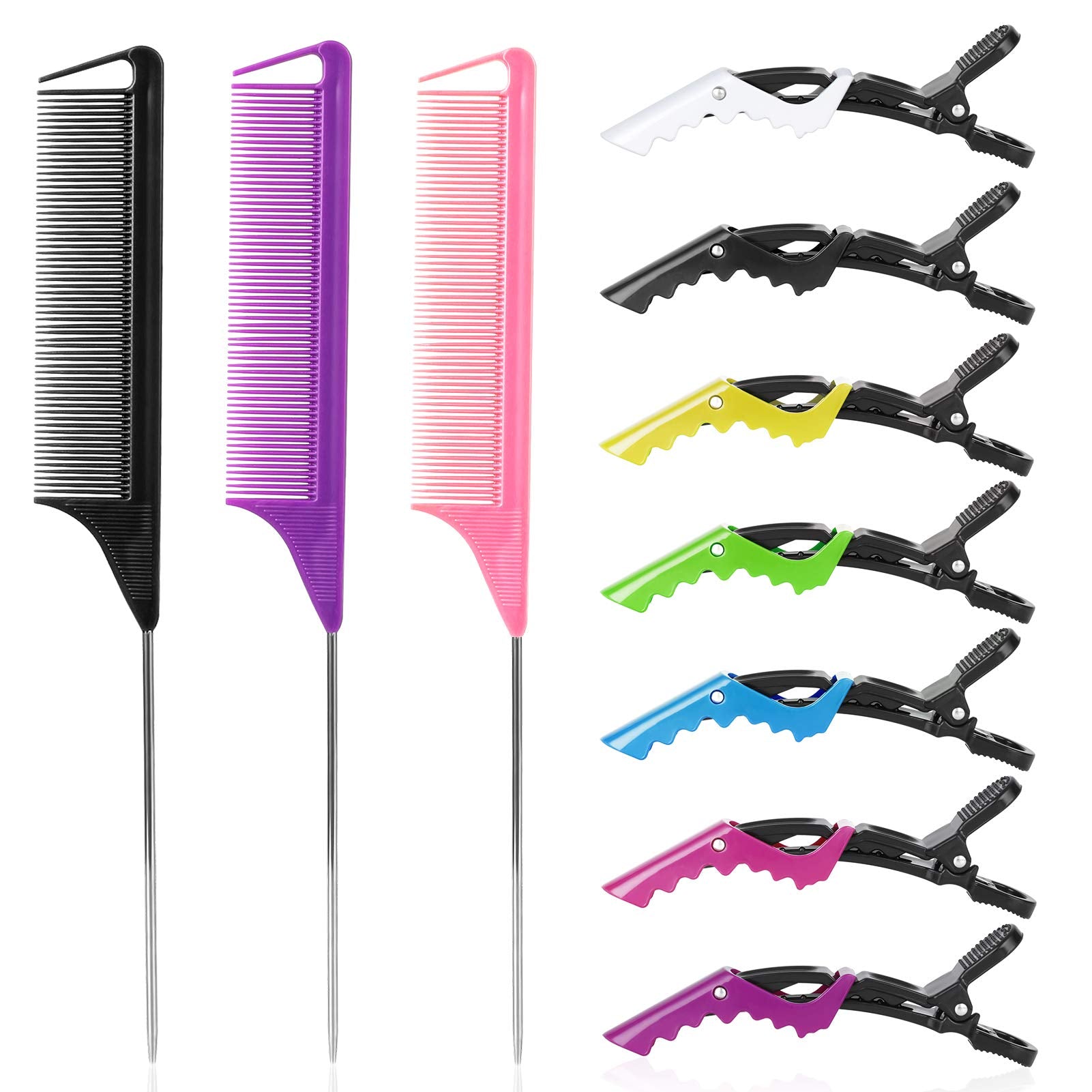 Kunihiko rat tail combs pack for versatile parting and styling at home or in salons