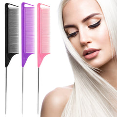 Kunihiko rat tail combs stainless steel tail for durable salon-grade teasing