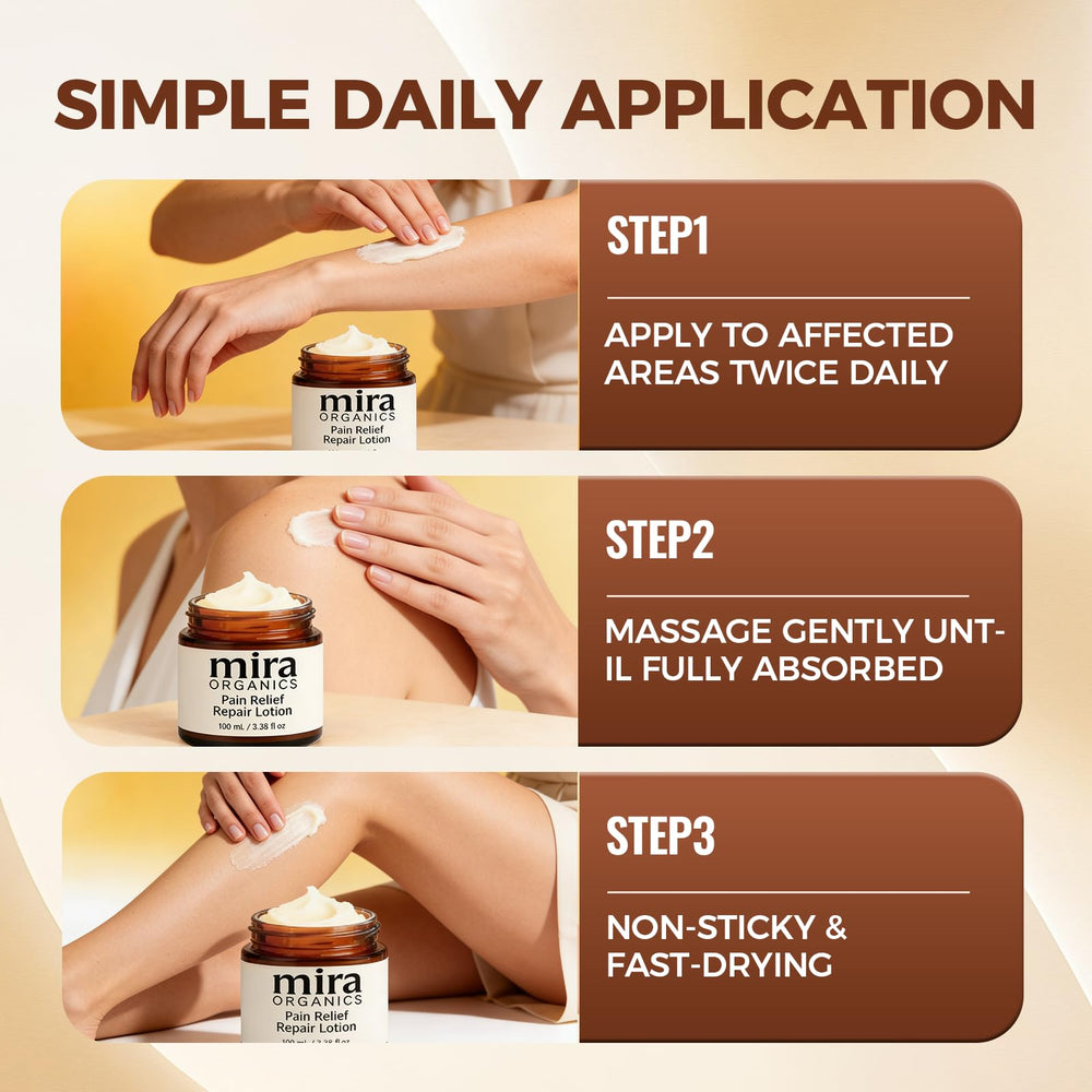 Mira lotion is used while typing to ease wrist tension and discomfort.