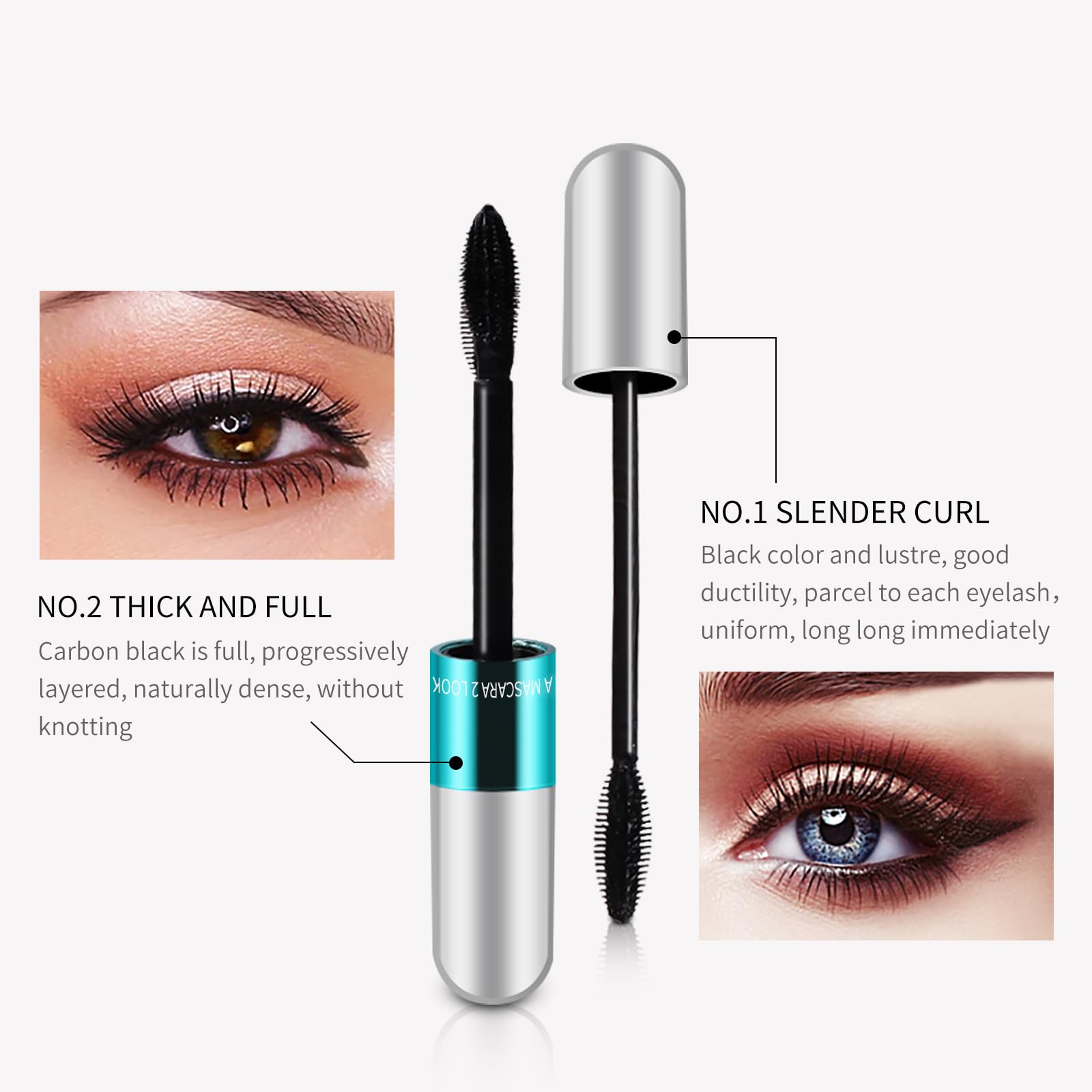 KUNSHNBEI VIBELY Mascara con fibra 4D de seda para mayor longitud