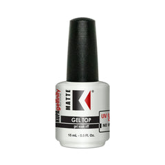 KUPA GelFinity matte top coat bottle close-up showing velvet finish for gel nails.