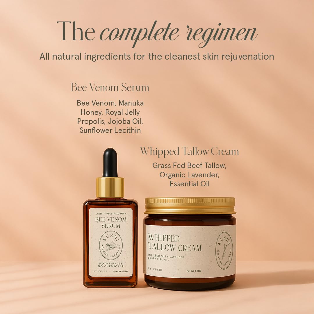 KUSHI Bee Venom Serum ethical sourcing symbol highlights humane practices